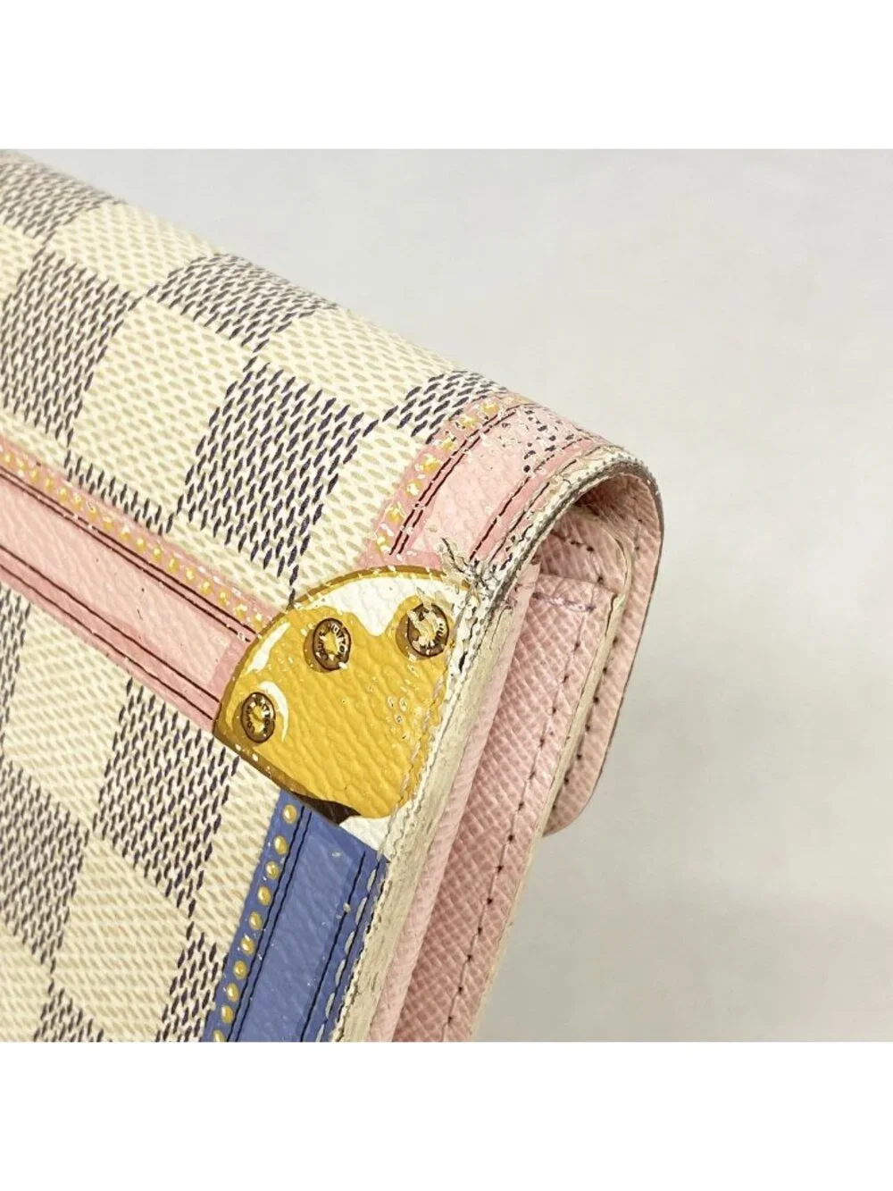 Louis Vuitton Wallet Damier Azur Summer Trunk Portefeuille Sarah White